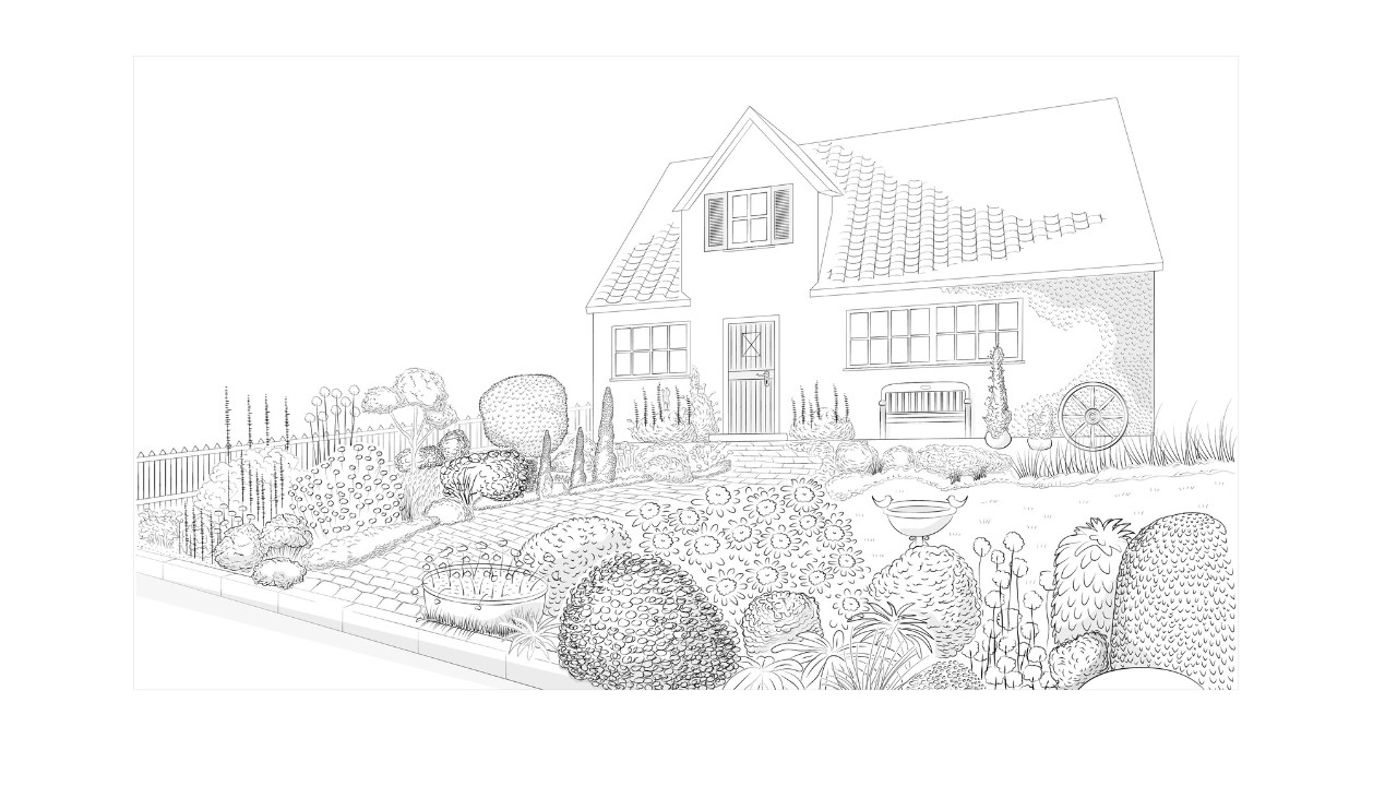 Illustration d’un paysagiste d'un jardin attrayant dans le style maison de campagne